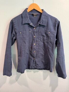 Woolrich Lapis Blue Cotton Button Down Shirt Jacket